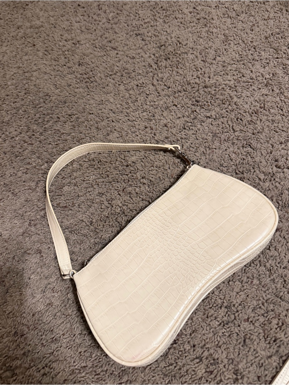 JwPei Cream Croc-Embossed Shoulder Bag & card holder - Elegant Everyday Carry
